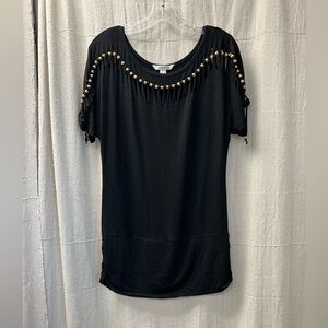 Boston Proper/ Top for woman/ cutouts with wood beads/ Rouched sides/ size M